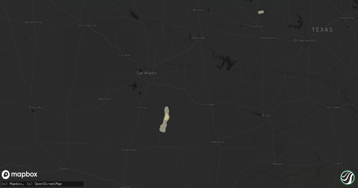 Hail map in Vancourt, TX on May 25, 2026