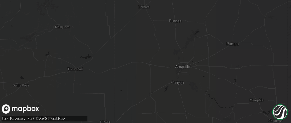 Hail map in Vega, TX on May 25, 2026
