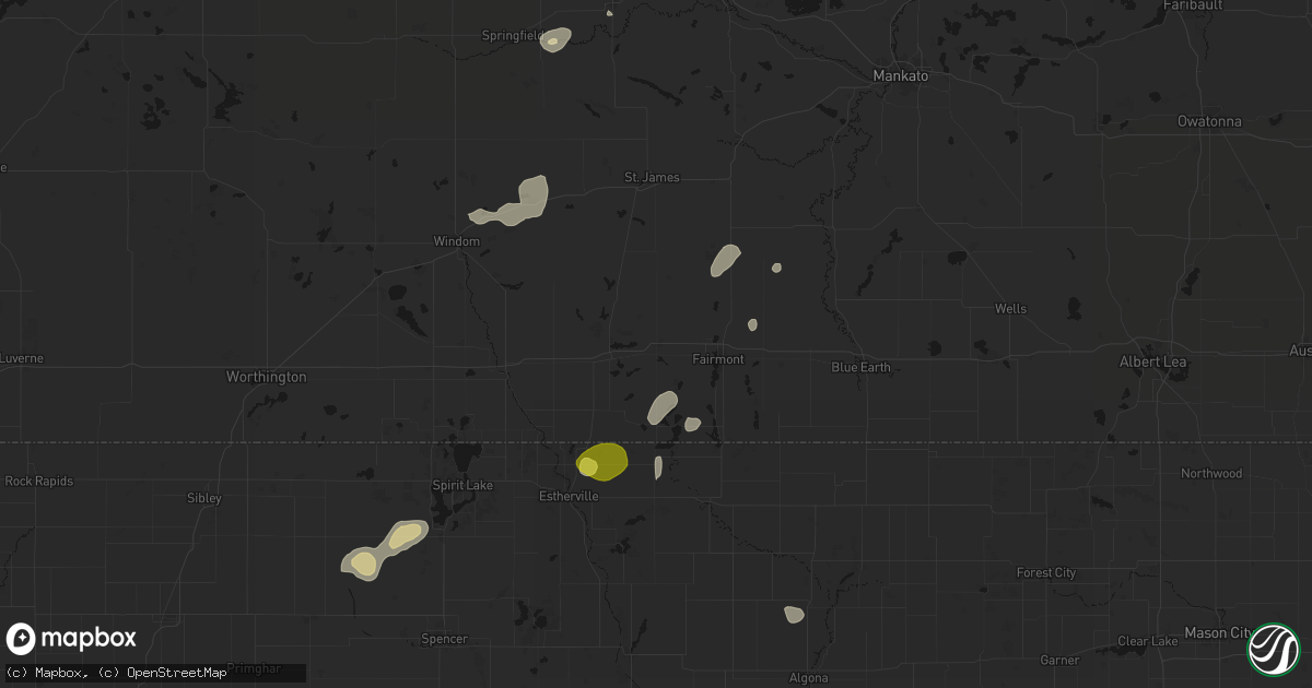 Hail map in Welcome, MN on May 25, 2026