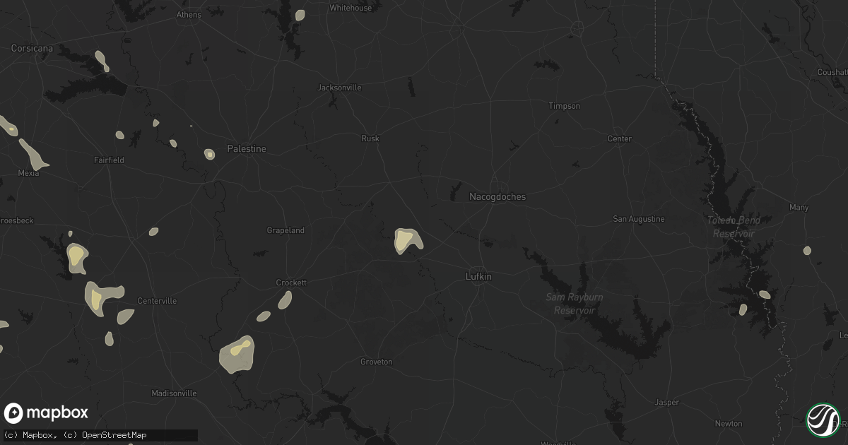 Hail map in Wells, TX on May 25, 2026