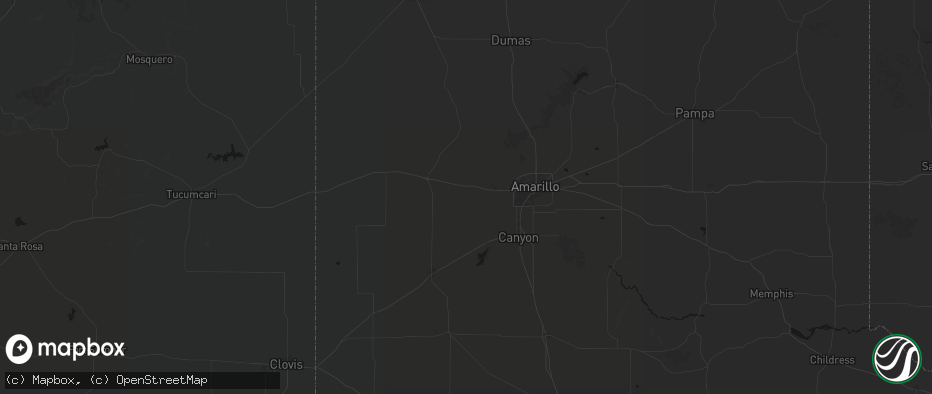 Hail map in Wildorado, TX on May 25, 2026