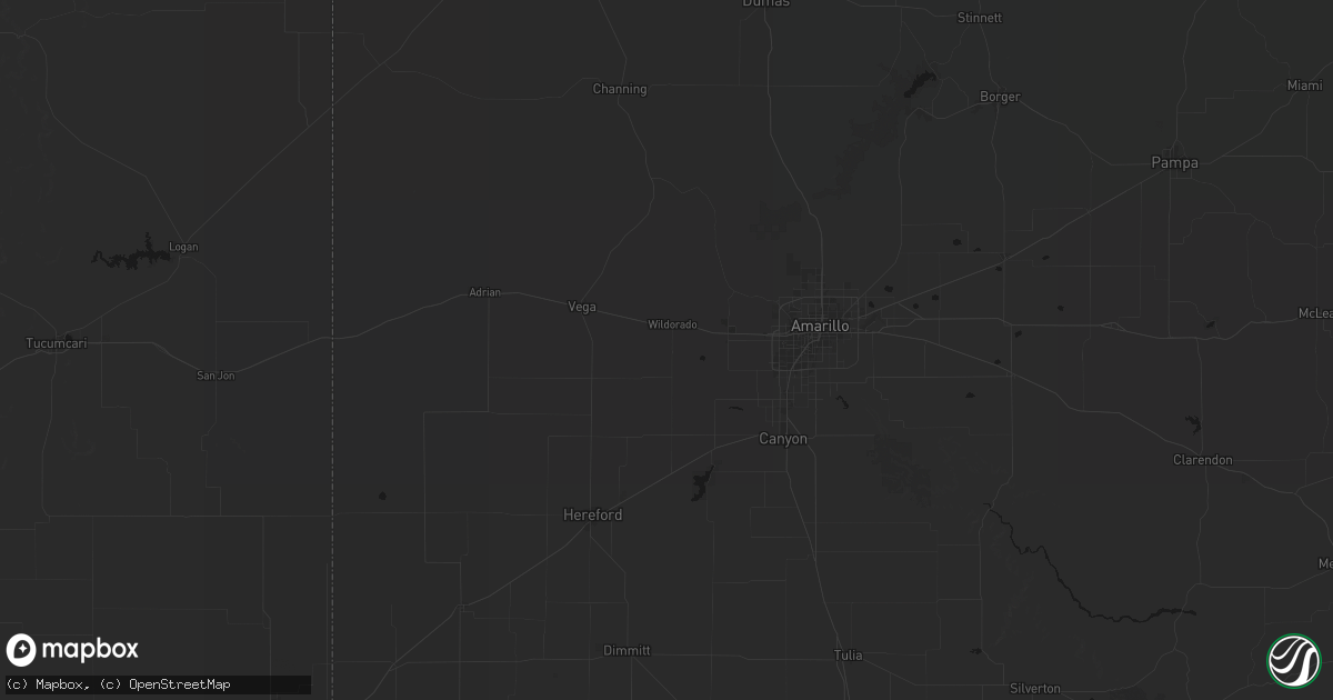 Hail map in Wildorado, TX on May 25, 2026