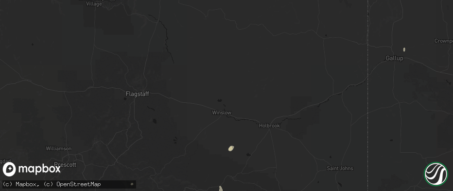 Hail map in Winslow, AZ on May 25, 2026