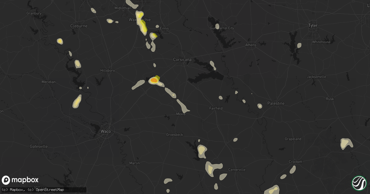 Hail map in Wortham, TX on May 25, 2026