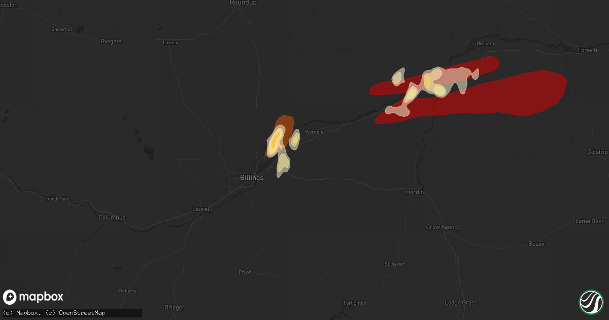 Hail map in Huntley, MT on May 26, 2013
