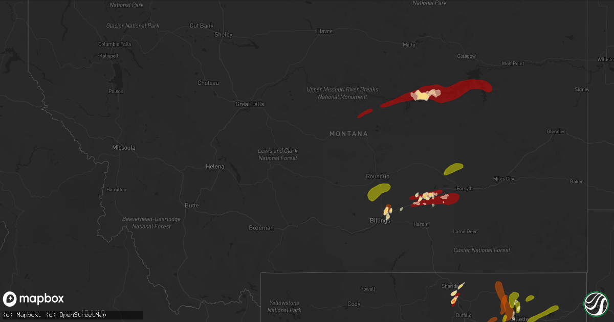 Hail map in Montana on May 26, 2013