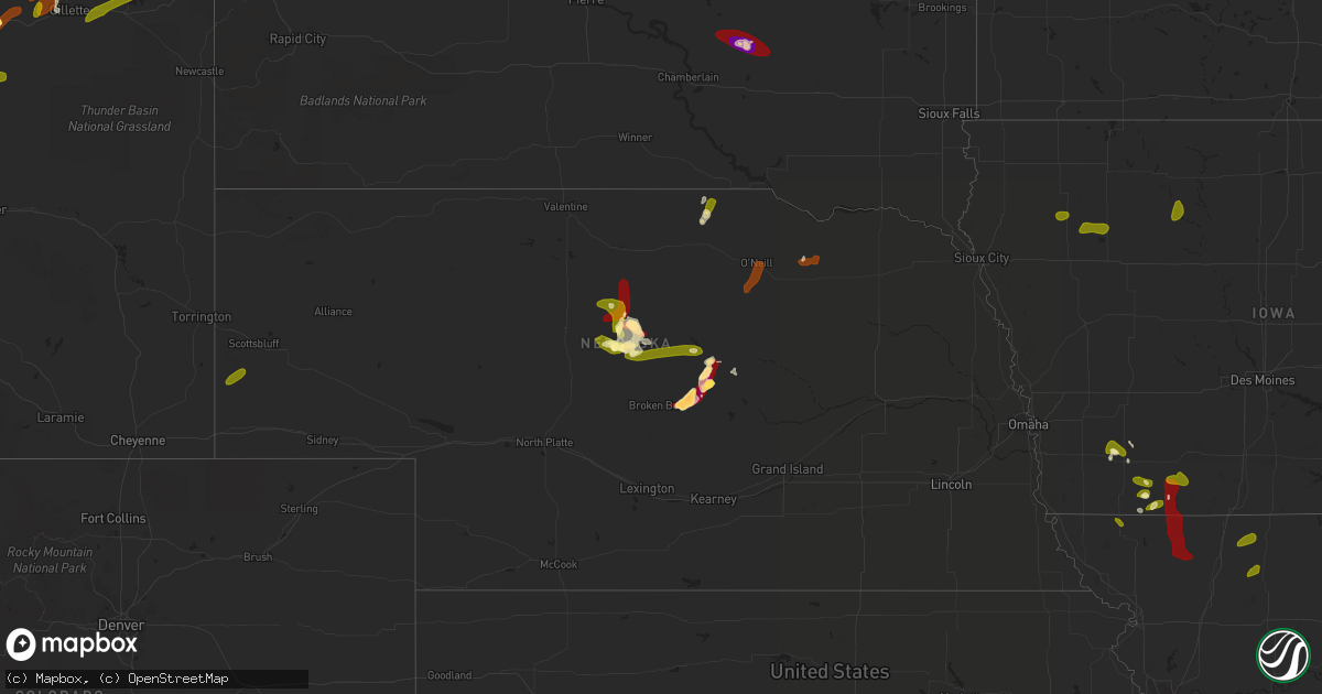 Hail map in Nebraska on May 26, 2013