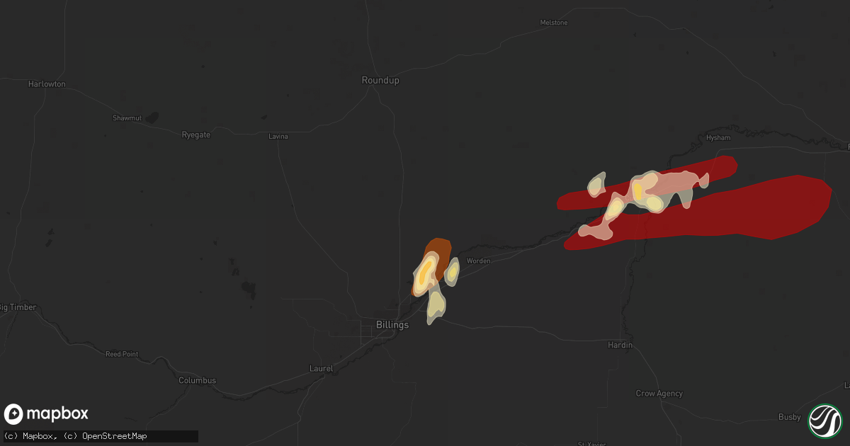 Hail map in Shepherd, MT on May 26, 2013