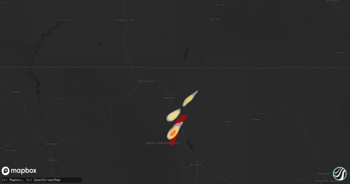 Hail map in Sheridan, WY on May 26, 2013
