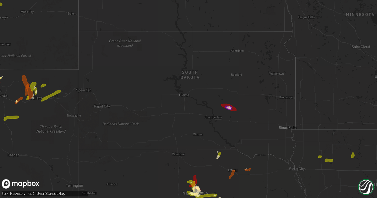 Hail map in South Dakota on May 26, 2013