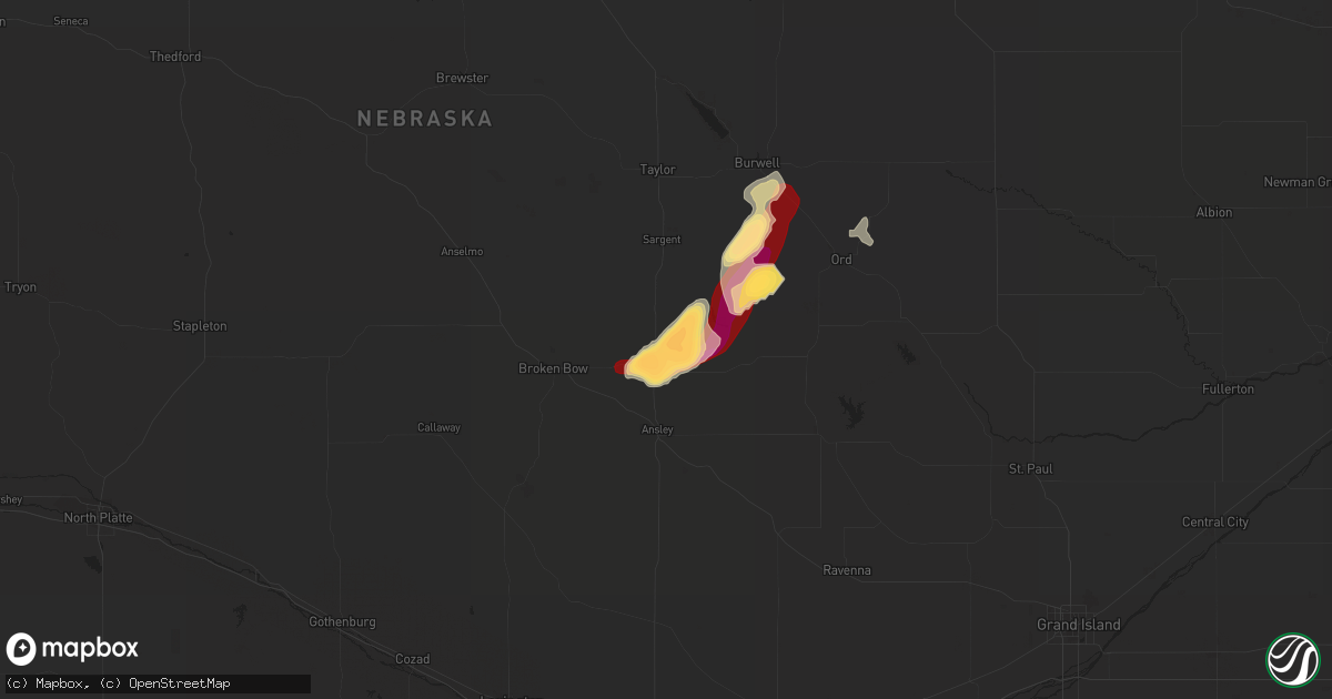 Hail map in Westerville, NE on May 26, 2013
