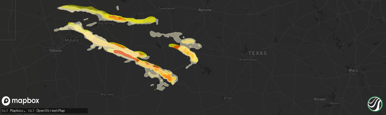 Hail map in Ballinger, TX on May 26, 2014