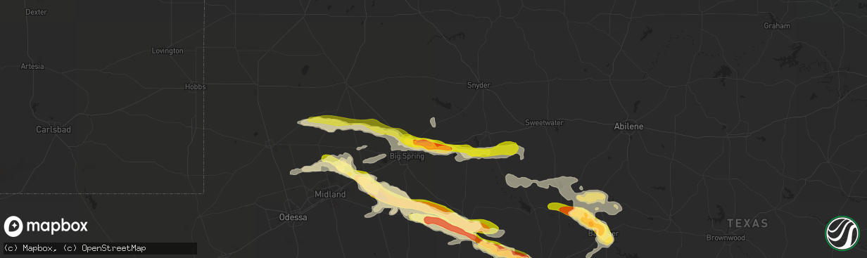 Hail map in Coahoma, TX on May 26, 2014