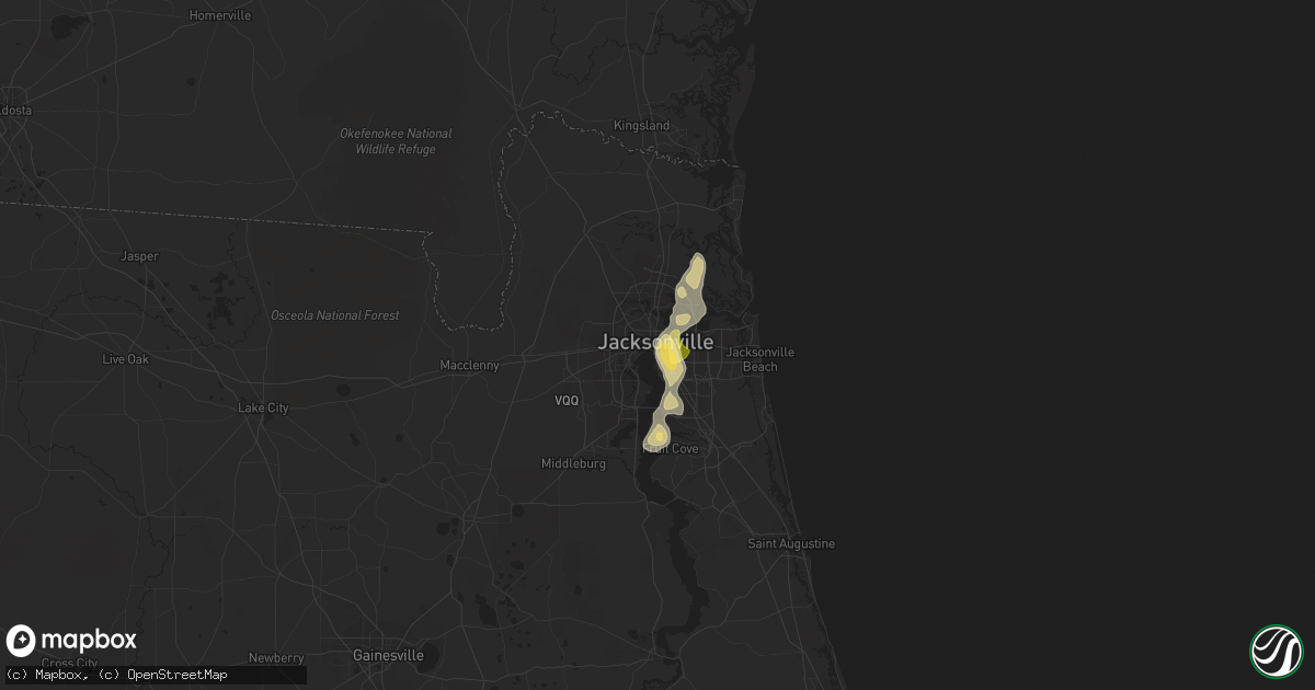 Hail map in Jacksonville, FL on May 26, 2014