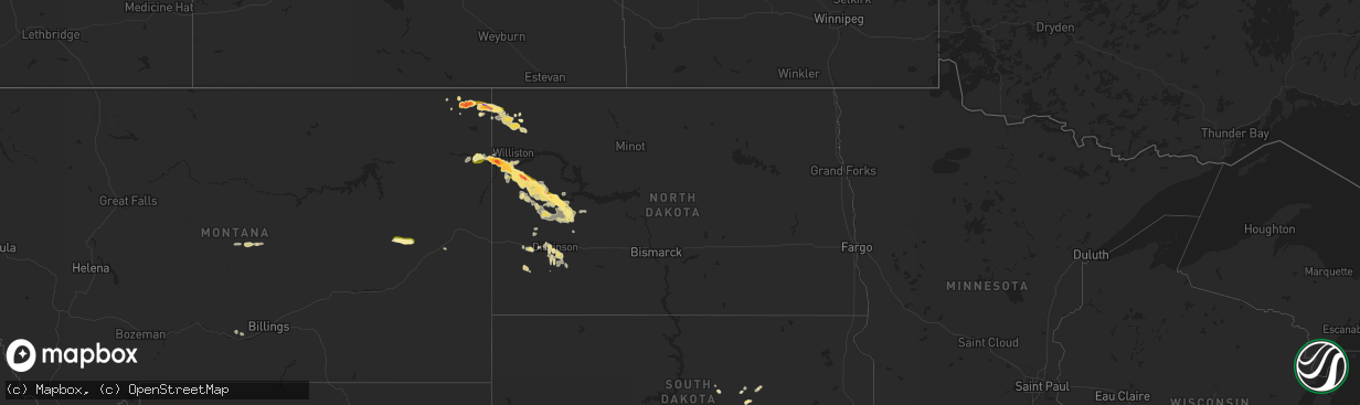 Hail map in North Dakota on May 26, 2014