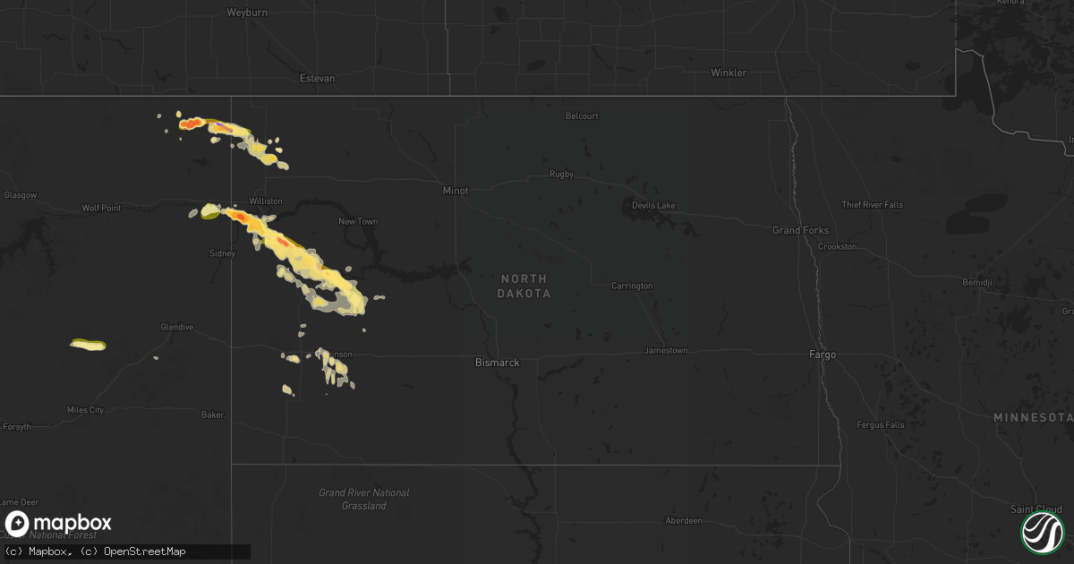 Hail map in North Dakota on May 26, 2014