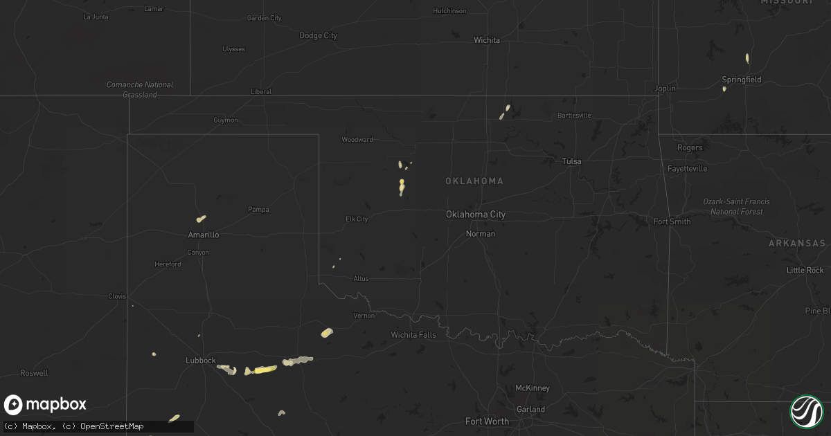 Hail map in Oklahoma on May 26, 2014