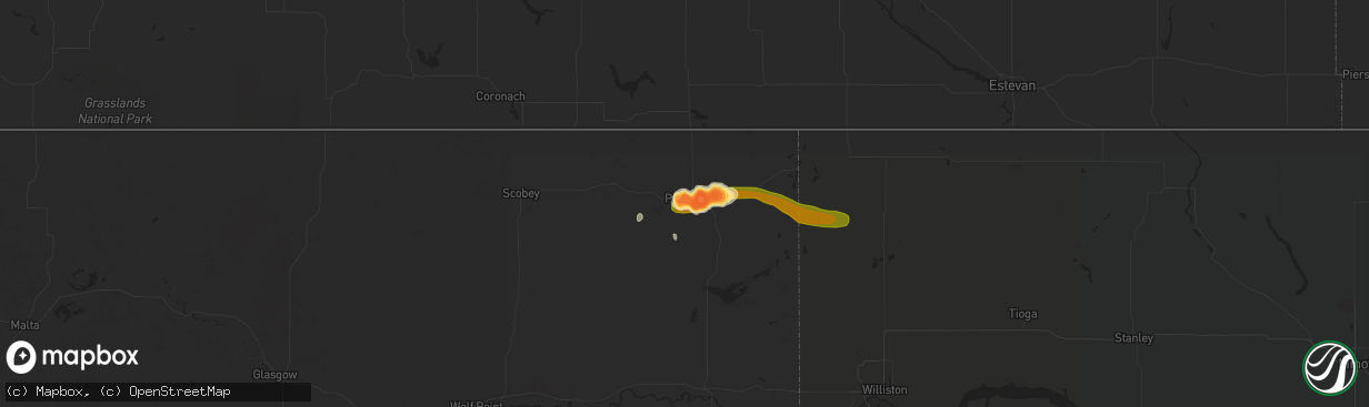 Hail map in Plentywood, MT on May 26, 2014