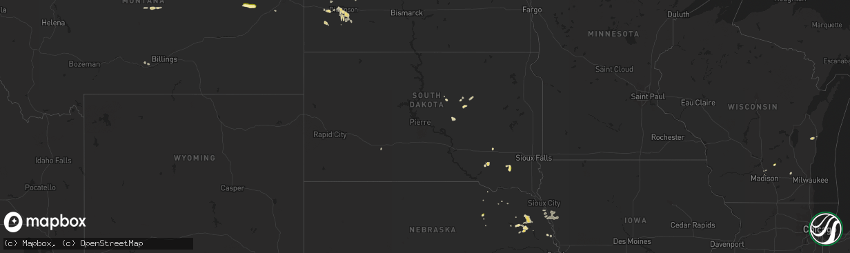 Hail map in South Dakota on May 26, 2014