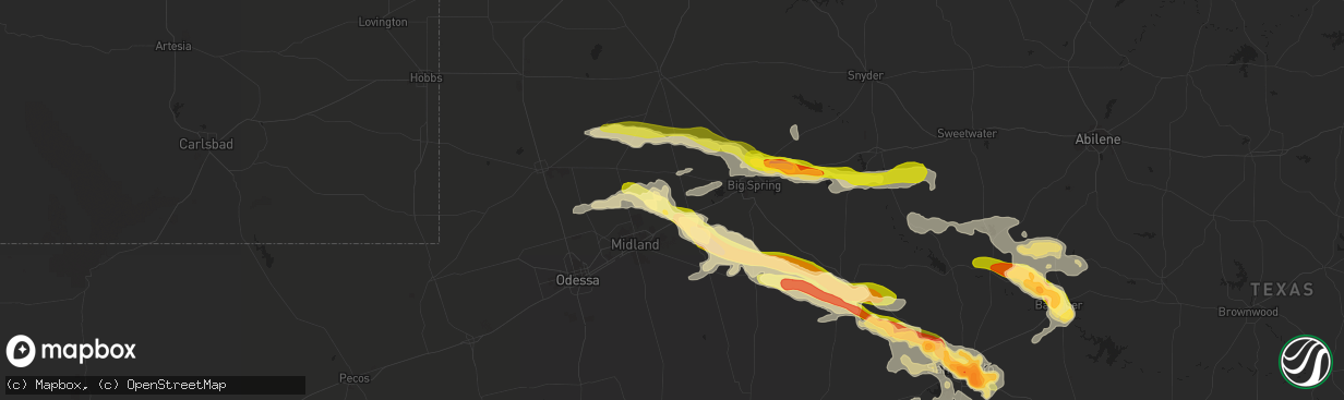 Hail map in Stanton, TX on May 26, 2014