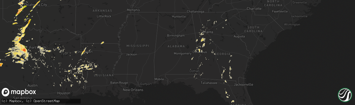 Hail map in Alabama on May 26, 2015