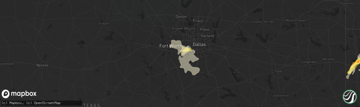 Hail map in Arlington, TX on May 26, 2015