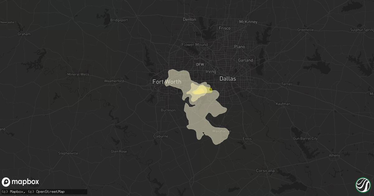 Hail map in Arlington, TX on May 26, 2015