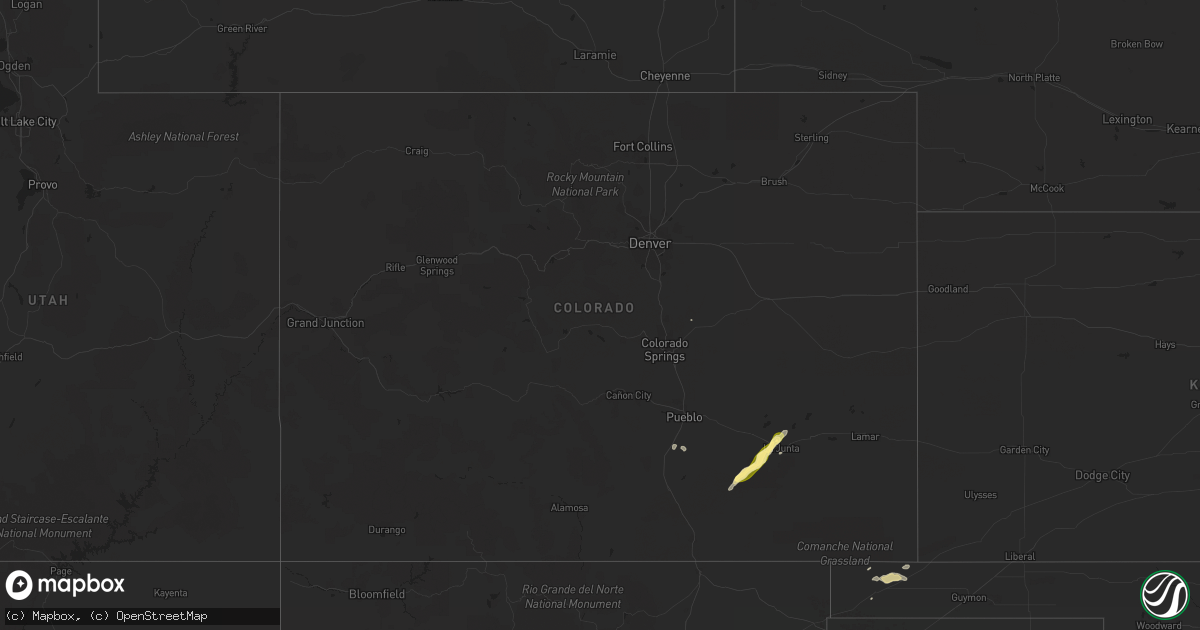 Hail map in Colorado on May 26, 2015