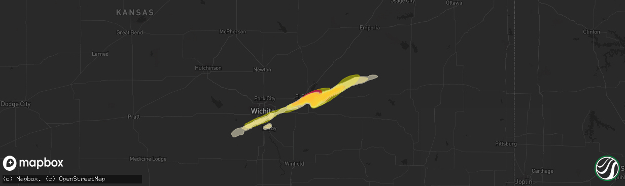 Hail map in El Dorado, KS on May 26, 2015