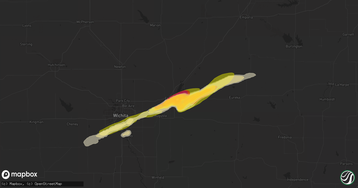 Hail map in El Dorado, KS on May 26, 2015