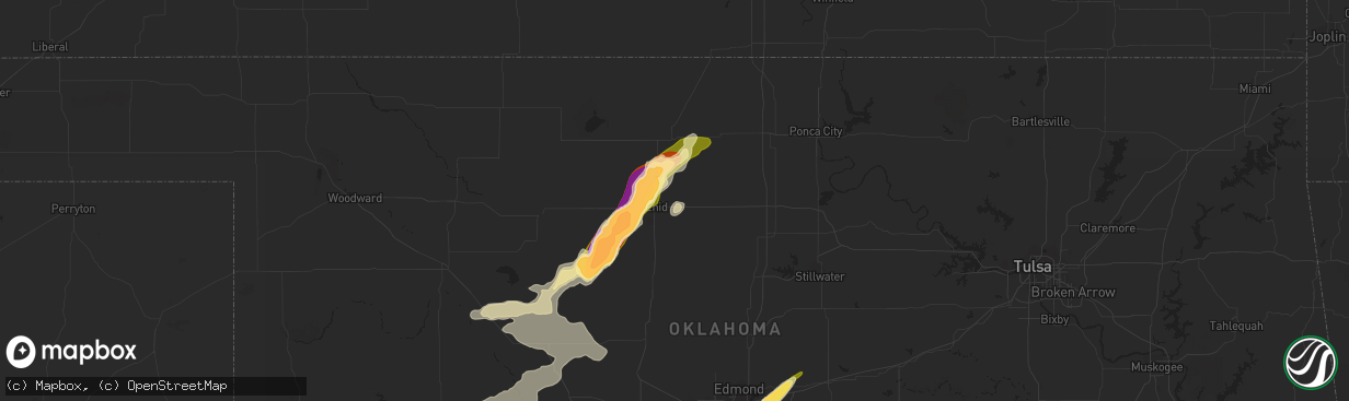 Hail map in Enid, OK on May 26, 2015