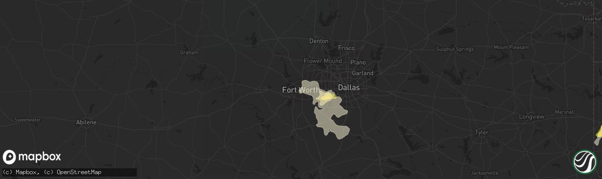 Hail map in Fort Worth, TX on May 26, 2015