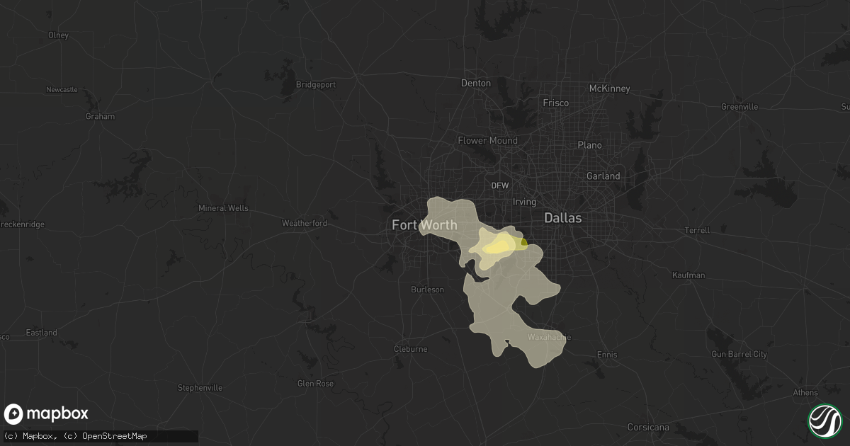Hail map in Fort Worth, TX on May 26, 2015