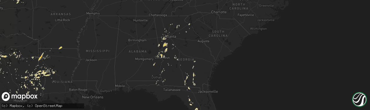 Hail map in Georgia on May 26, 2015