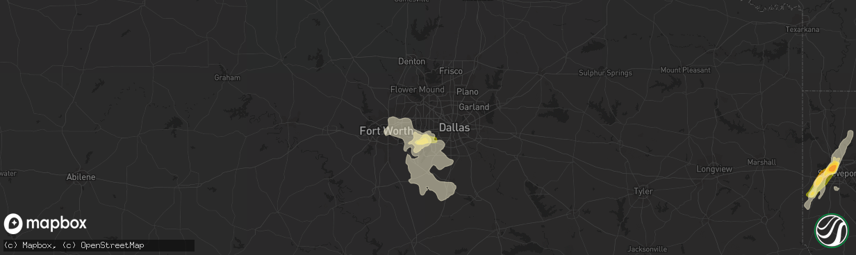 Hail map in Grand Prairie, TX on May 26, 2015