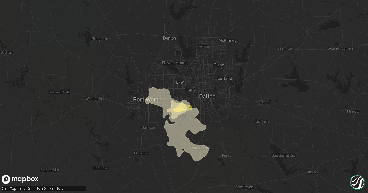 Hail map in Grand Prairie, TX on May 26, 2015