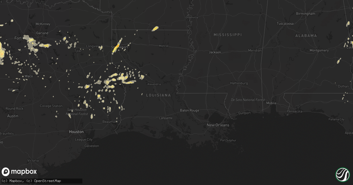 Hail map in Louisiana on May 26, 2015