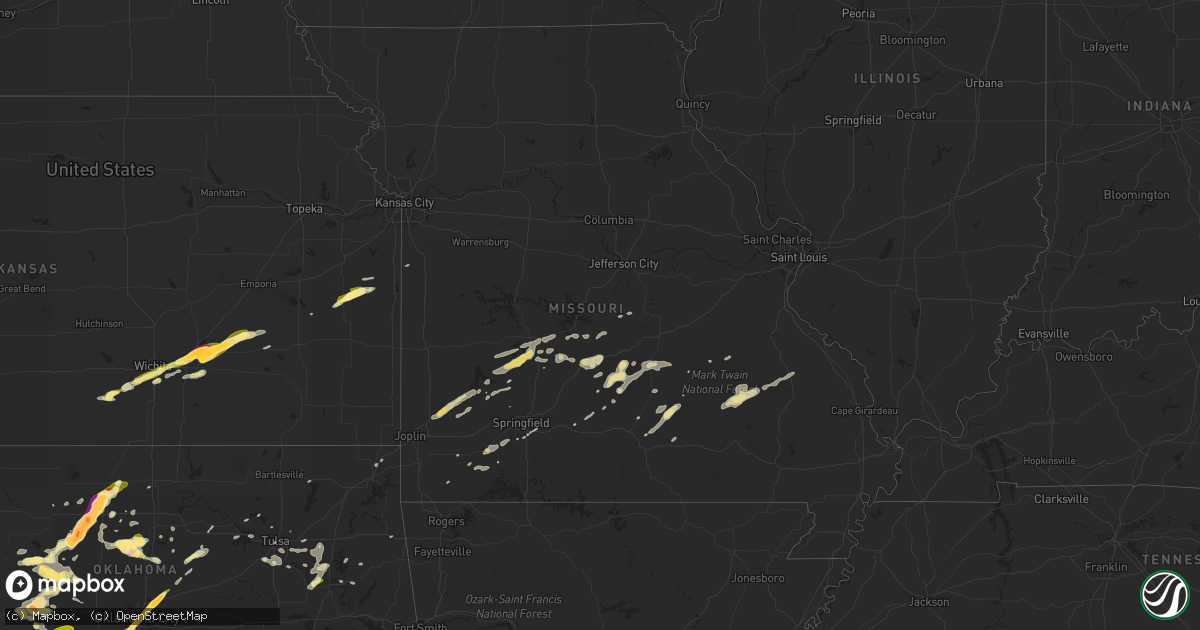 Hail map in Missouri on May 26, 2015