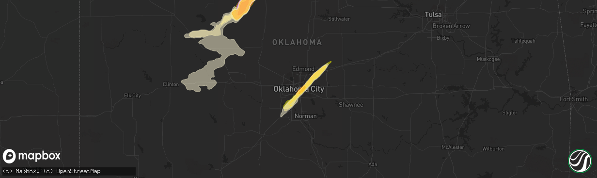 Hail map in Oklahoma City, OK on May 26, 2015