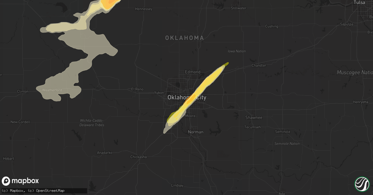 Hail map in Oklahoma City, OK on May 26, 2015