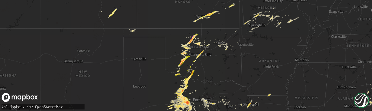 Hail map in Oklahoma on May 26, 2015