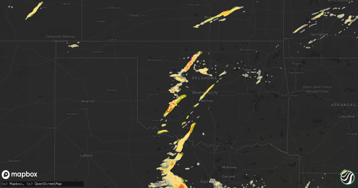 Hail map in Oklahoma on May 26, 2015