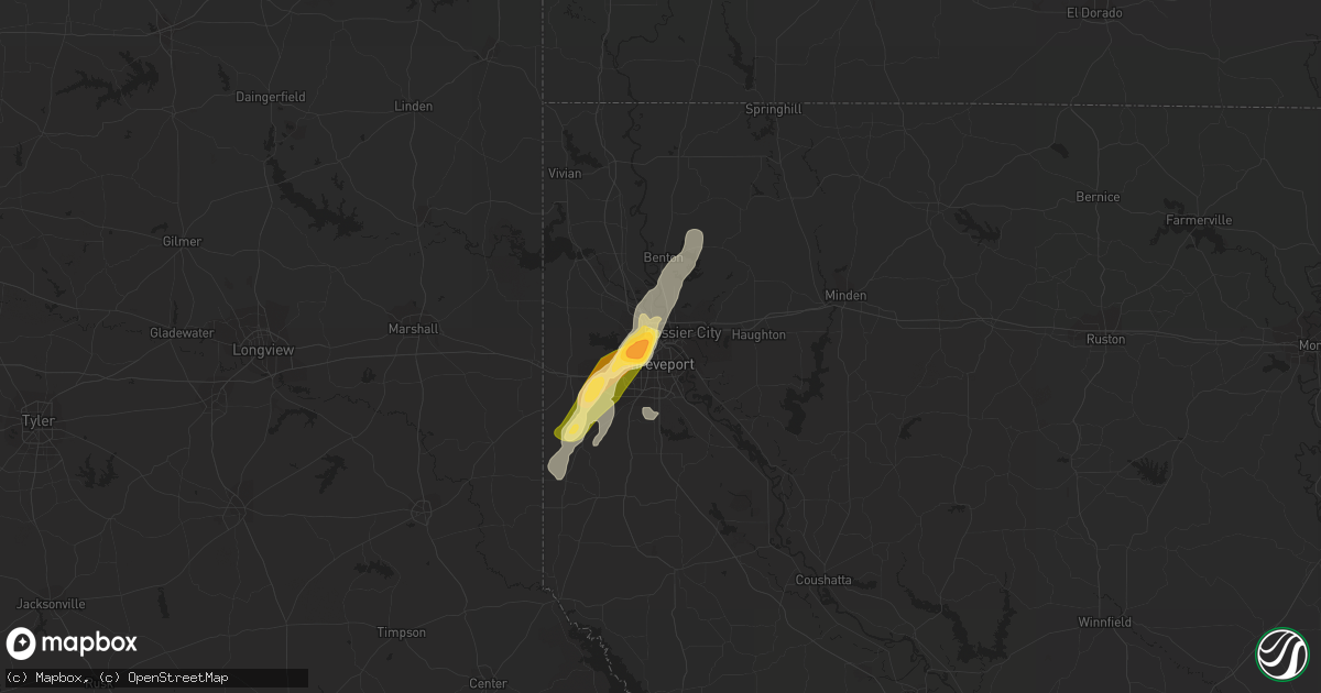 Hail map in Shreveport, LA on May 26, 2015