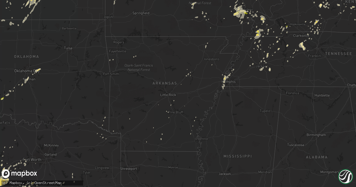 Hail map in Arkansas on May 26, 2016