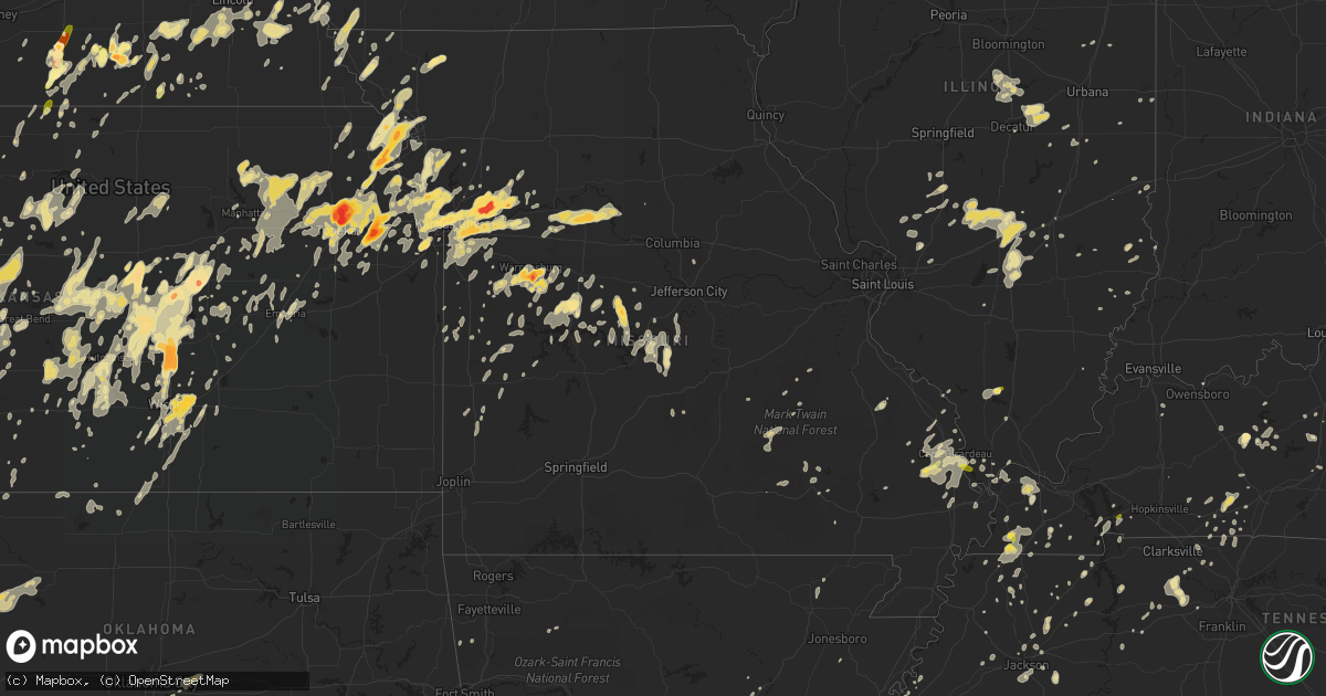 Hail map in Missouri on May 26, 2016