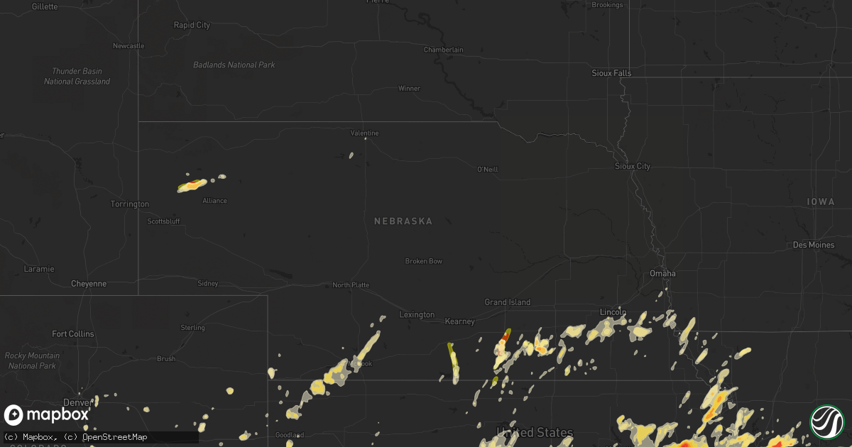Hail map in Nebraska on May 26, 2016
