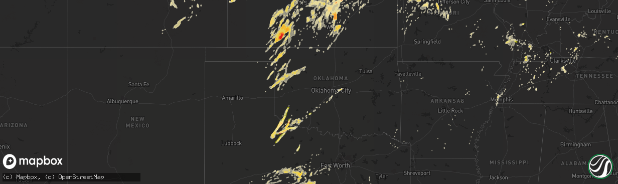 Hail map in Oklahoma on May 26, 2016