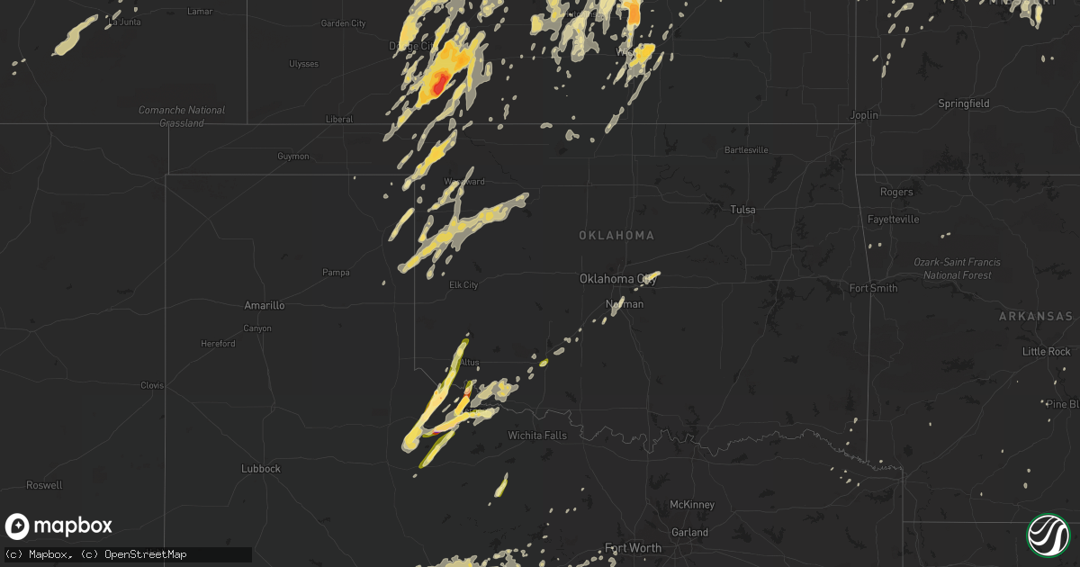 Hail map in Oklahoma on May 26, 2016