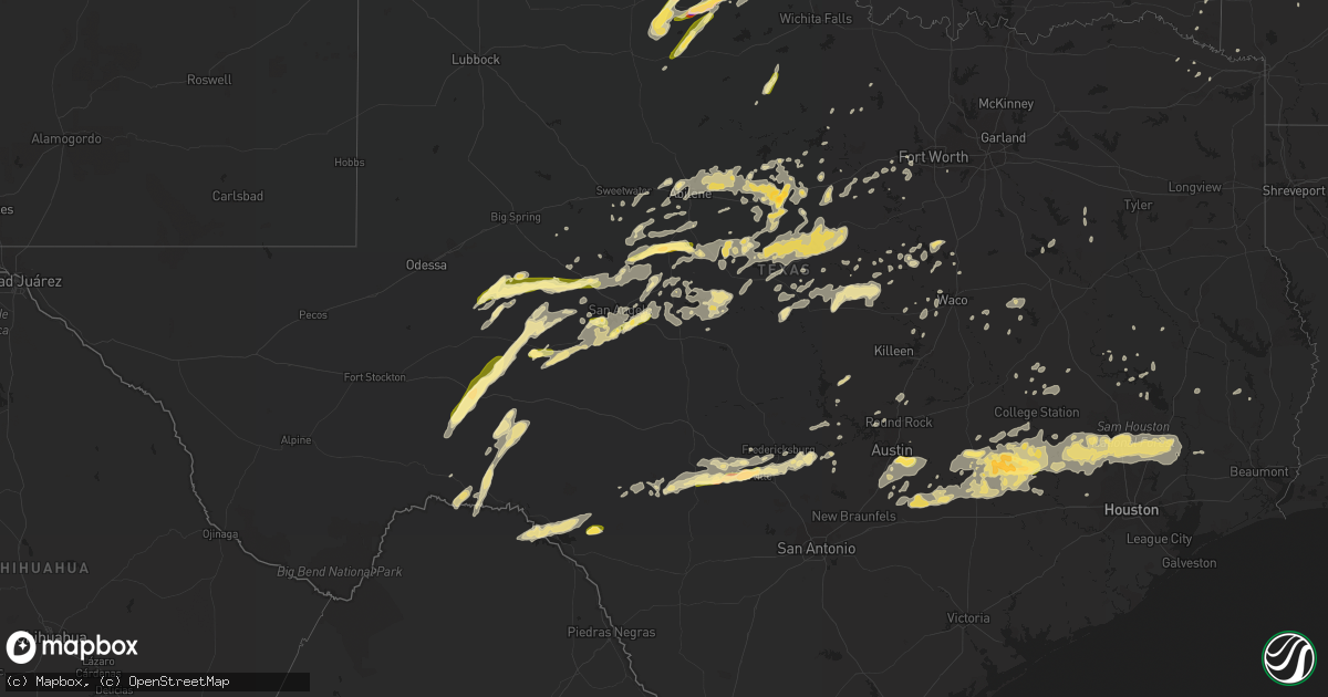 Hail map in Texas on May 26, 2016