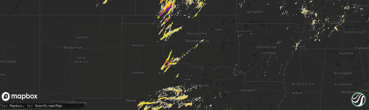 Hail map on May 26, 2016